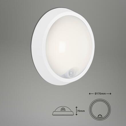BRILONER LED venkovní svítidlo s čidlem, pr. 17 cm, 12 W, bílé IP44 BRILO 3352-016