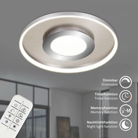 BRILONER CCT LED stropní svítidlo, pr. 49,5 cm, 25 W, 3000 lm, matný nikl-chrom BRILO 3640-012