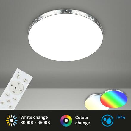 BRILONER RGB-CCT LED stropní svítidlo, pr. 35,5 cm, 18W, 1850 lm, chrom IP44 BRILO 3679-018