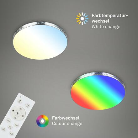 BRILONER RGB-CCT LED stropní svítidlo, pr. 35,5 cm, 18W, 1850 lm, chrom IP44 BRILO 3679-018