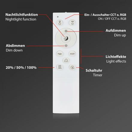 BRILONER RGBW LED přisazené svítidlo pr. 38 cm, 22 W, 2900 lm, stříbrná BRILO 3709-014