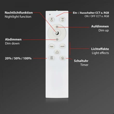 BRILONER RGBW LED přisazené svítidlo pr. 38 cm, 22 W, 2900 lm, černá BRILO 3709-015