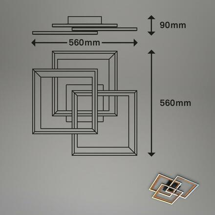 BRILONER CCT LED stropní svítidlo, 56 cm, 45 W, 4500 lm, černá-dřevo BRILO 3729-015