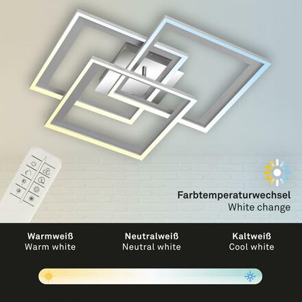 BRILONER CCT LED stropní svítidlo, 56 cm, 45 W, 4500 lm, hliník-chrom BRILO 3729-019
