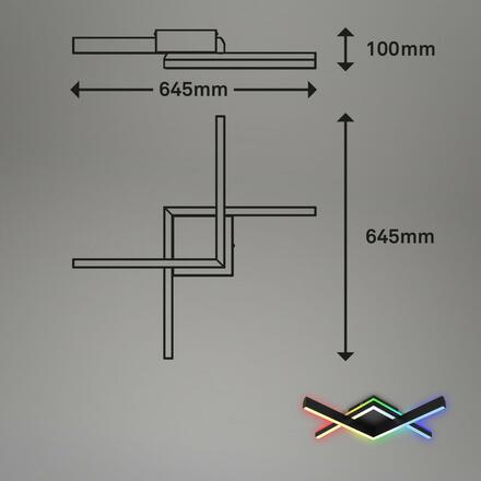 BRILONER RGB CCT LED stropní svítidlo, 64,5cm, 20 W, 1800 lm, černá BRILO 3739-015