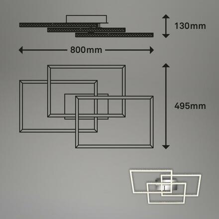 BRILONER LED stropní svítidlo, 52 cm 57 W, 5700 lm, hliník-chrom BRILO 3752-019