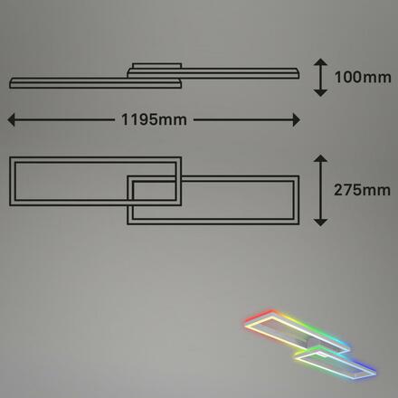 BRILONER RGB CCT LED stropní svítidlo, 119,5 cm, 45 W, 4400 lm, hliník BRILO 3754-019