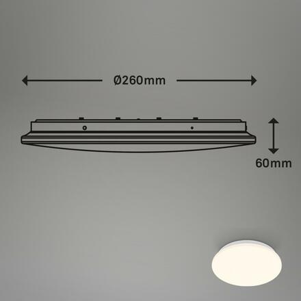 BRILONER LED stropní svítidlo s čidlem, 26 cm, 12W, 1190lm, bílé BRILO 3897016