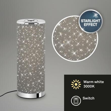 BRILONER LED stolní lampa s hvězdným nebem, pr. 13 cm, 5 W, šedá-chrom BRILO 7334-014