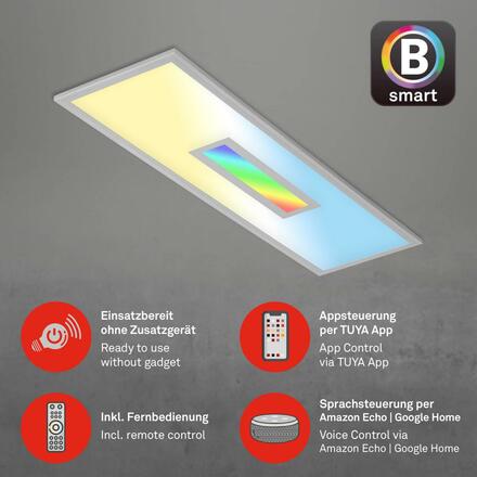 BRILONER CCT svítidlo LED panel, RGB centrální světlo, 100 cm, 28 W, 3000 lm, stříbrná BRILO 7398-014