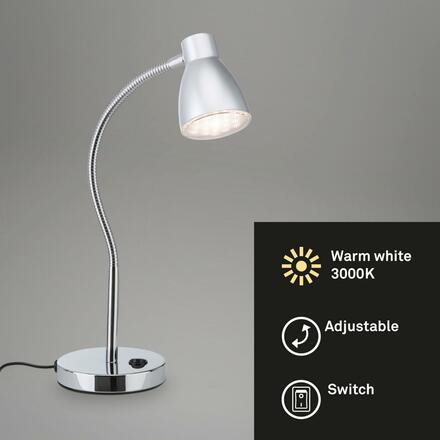 BRILONER LED stolní lampa, 34 cm, 2,5 W, titan BRILO 7506-014