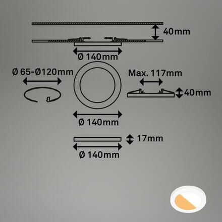 BRILONER CTS vestavné svítidlo, 14 cm, 6W, 525lm, bílé BRILO 7609016