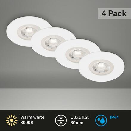 BRILONER LED vestavná svítidla, pr.9 cm, 4x LED, 4,9 W, 480 lm, matná bílá IP44 BRILO 7998-046