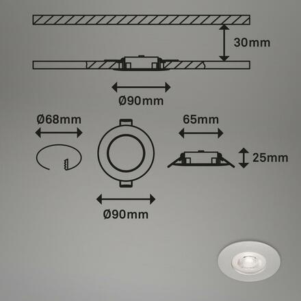 BRILONER LED vestavná svítidla, pr.9 cm, 4x LED, 4,9 W, 480 lm, matný chrom BRILO 7999-044