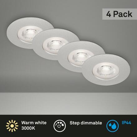 BRILONER LED vestavná svítidla, pr.9 cm, 4x LED, 4,9 W, 480 lm, matný chrom BRILO 7999-044