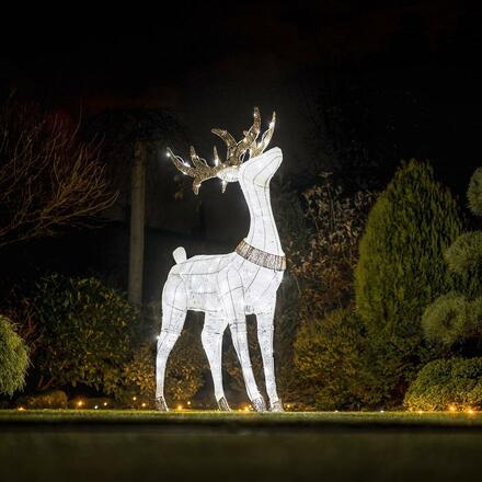 DecoLED LED světelný jelen, 150 cm, 161 ledově bílých diod s Flash efektem