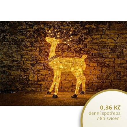 DecoLED LED světelný jelen, 150 cm, 161 teple bílých diod