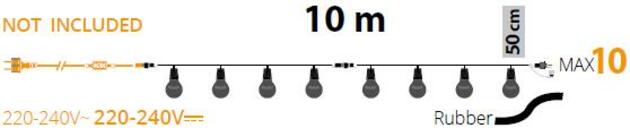 XmasKing LED řetěz 10m 20xA60 LED žárovka, propojitelné PROFI 230V venkovní, teplá bílá bez napájení