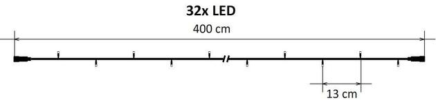 DecoLED Vánoční LED osvětlení - 4 m, 32 ledově bílých LED