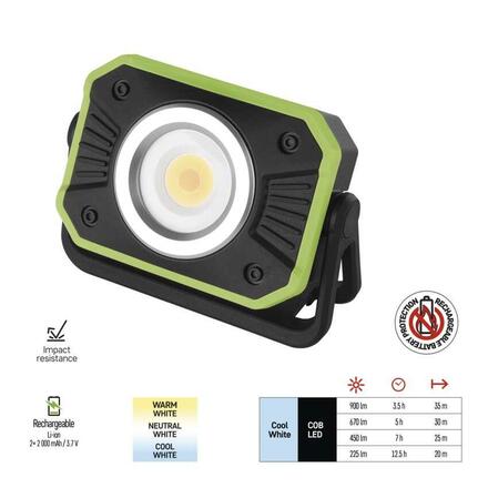 EMOS COB LED nabíjecí pracovní reflektor P4542, 900 lm, 4400 mAh P4542