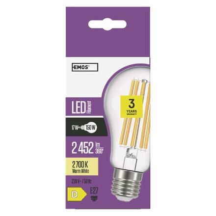 EMOS LED žárovka Filament A67 A++ 17W E27 teplá bílá Z74290