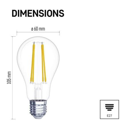 EMOS LED žárovka Filament A60 / E27 / 5,9 W (60 W) / 806 lm / teplá bílá ZF5140