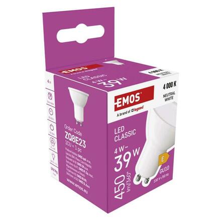 EMOS LED žárovka Classic MR16 / GU10 / 4 W (39 W) / 450 lm / neutrální bílá ZQ8E23