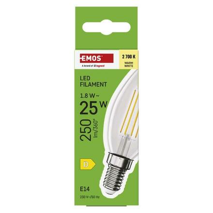 EMOS LED žárovka Filament svíčka / E14 / 1,8 W (25 W) / 250 lm / teplá bílá ZF3D02