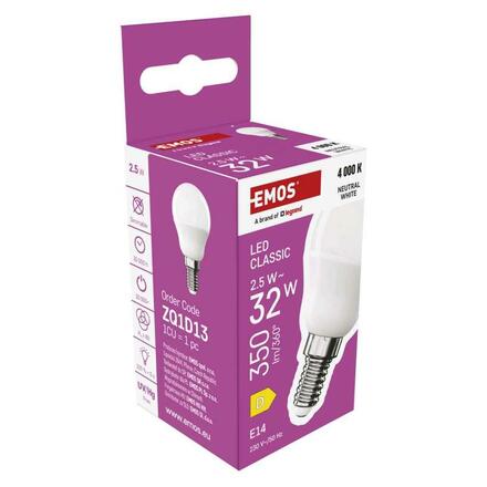 EMOS LED žárovka Classic Mini Globe / E14 / 2,5 W (32 W) / 350 lm / neutrální bílá ZQ1D13