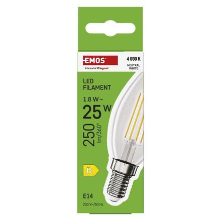 EMOS LED žárovka Filament svíčka / E14 / 1,8 W (25 W) / 250 lm / neutrální bílá ZF3D03