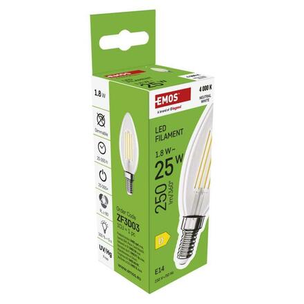 EMOS LED žárovka Filament svíčka / E14 / 1,8 W (25 W) / 250 lm / neutrální bílá ZF3D03