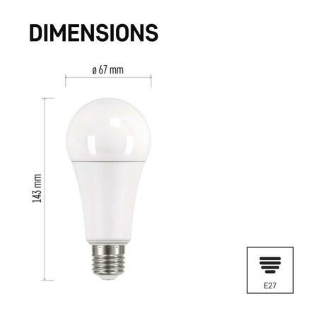 EMOS LED žárovka Classic A67 / E27 / 17 W (120 W) / 1 900 lm / studená bílá ZQ5175