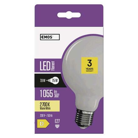 EMOS LED žárovka Filament Globe / E27 / 7,8 W (75 W) / 1 055 lm / teplá bílá ZF2150