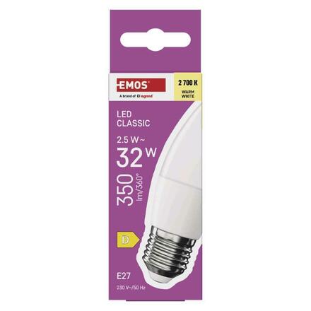 EMOS LED žárovka Classic svíčka / E27 / 2,5 W (32 W) / 350 lm / teplá bílá ZQ4D11