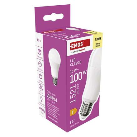 EMOS LED žárovka Classic A60 / E27 / 13 W (100 W) / 1521 lm / teplá bílá ZQ5E61