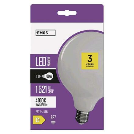 EMOS LED žárovka Filament Globe / E27 / 11 W (100 W) / 1 521 lm / neutrální bílá ZF2161