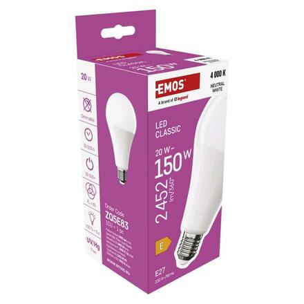 EMOS LED žárovka Classic A80 / E27 / 20 W (150 W) / 2452 lm / neutrální bílá ZQ5E83