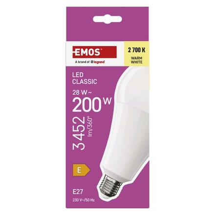 EMOS LED žárovka Classic A95 / E27 / 28 W (200 W) / 3452 lm / teplá bílá ZQ5E91