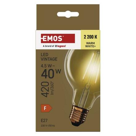 EMOS LED žárovka Vintage G95 / E27 / 4,5 W (40 W) / 420 lm / teplá bílá Z52032