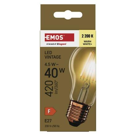 EMOS LED žárovka Vintage A60 / E27 / 4,5 W (40 W) / 420 lm / teplá bílá Z55032