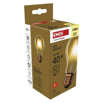 EMOS LED žárovka Vintage A60 / E27 / 4,5 W (40 W) / 420 lm / teplá bílá Z55032