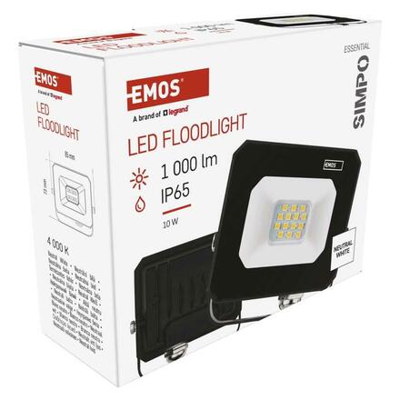 EMOS LED reflektor SIMPO 10 W, černý, neutrální bílá ZS2213