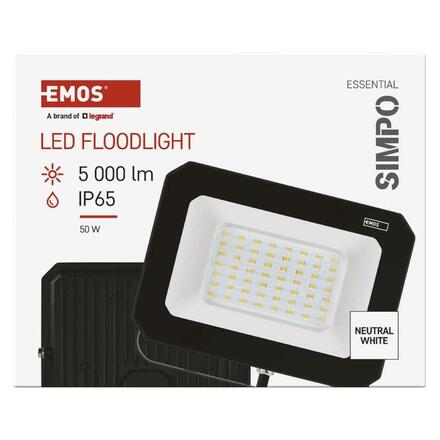 EMOS LED reflektor SIMPO 50 W, černý, neutrální bílá ZS2243