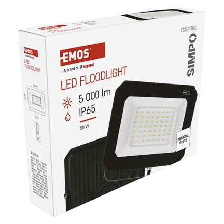 EMOS LED reflektor SIMPO 50 W, černý, neutrální bílá ZS2243