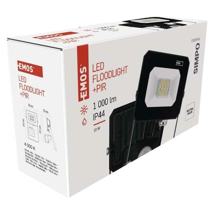 EMOS LED reflektor SIMPO s pohybovým čidlem, 10 W, černý, neutrální bílá ZS2313