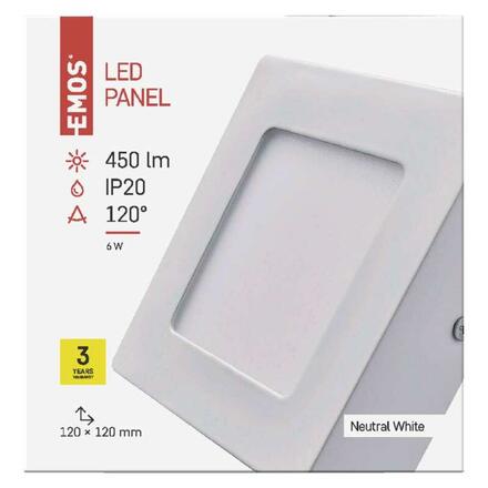 EMOS LED panel 120×120, přisazený bílý, 6W neutrální bílá 1539063040