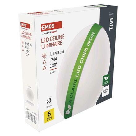 EMOS LED přisazené svítidlo TIVI, A CLASS, kruhové bílé 8,6W, IP44, neutrální bílá ZM3406