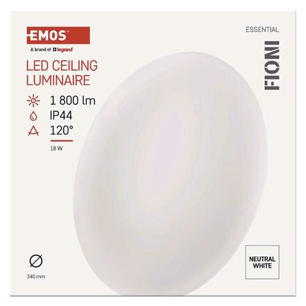 EMOS LED přisazené svítidlo FIONI, kruhové bílé 18W 4000K, IP44 ZM1121