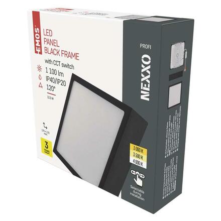 EMOS LED svítidlo NEXXO černé, 17 x 17 cm, 12,5 W, teplá/neutrální bílá ZM6333