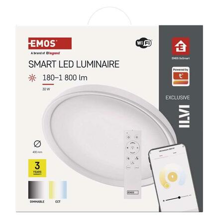 EMOS Chytré LED svítidlo GoSmart, přisazené, kruhové, 30W, CCT, stmívatelné, Wi-Fi ZM5191